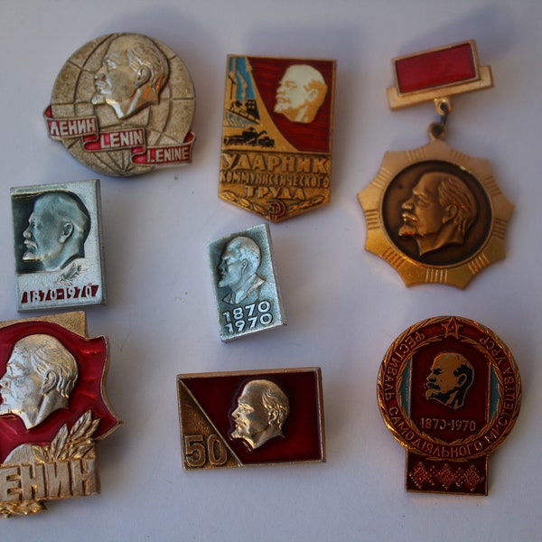 Soviet badges, Set of 8 soviet badges, soviet badge, USSR badge, vintage lenin pins, retro badges, soviet comminist, icon, antique badge