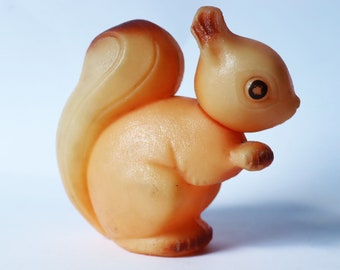 12 cm Soviet plastic squirrel toy, squirrel baby toy, squirrel, vintage squirrel, ussr quality toy for baby, bright positive squirrel