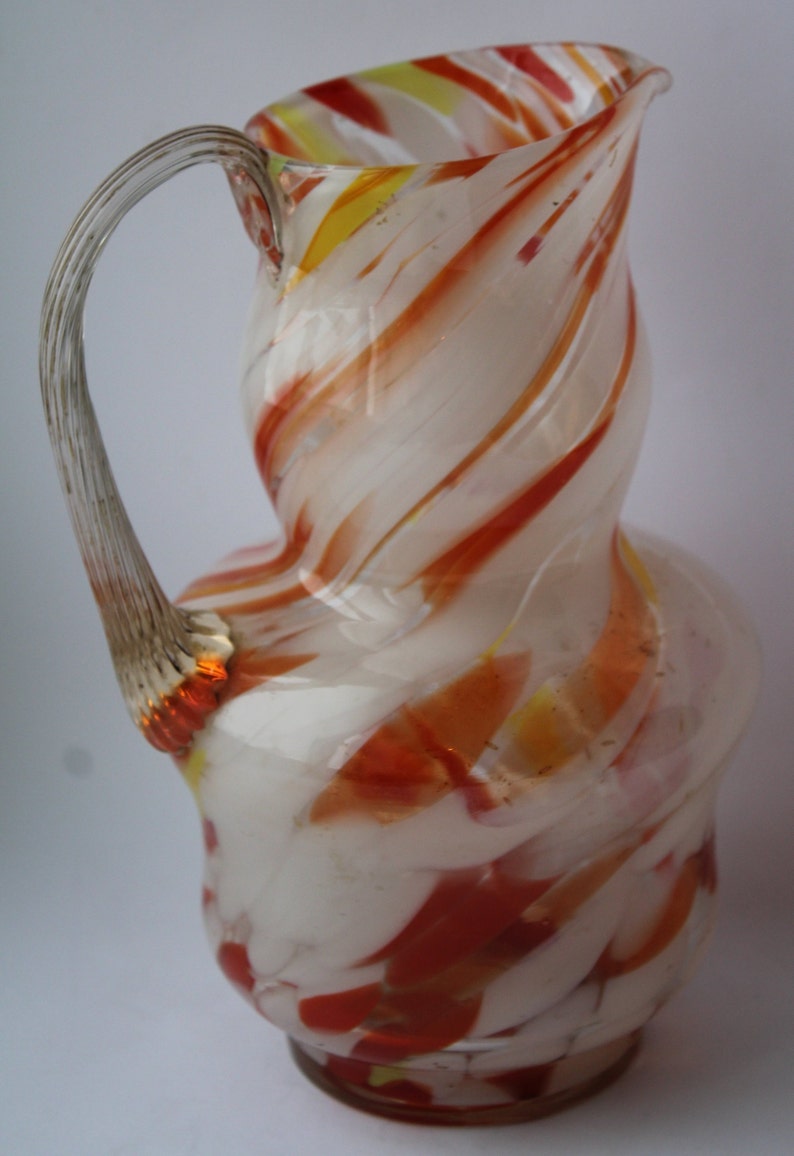Soviet Glass Pitcher, Colored Glass Jug, Juice Jug, Tableware, Soviet ...