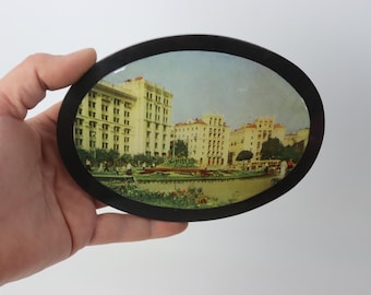 Vintage Soviet Bakelite Plaque — 1950s Kyiv Independence Square — Rare Ukraine Wall Decor