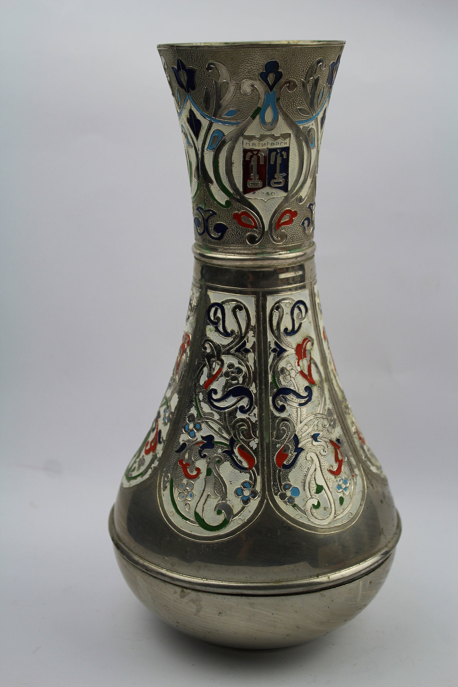 Antique Metal Vase Vintage Vase Rustic Vase Cloisonne Etsy