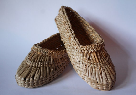 Vintage bast shoes lapti, Vintage russian folk bas
