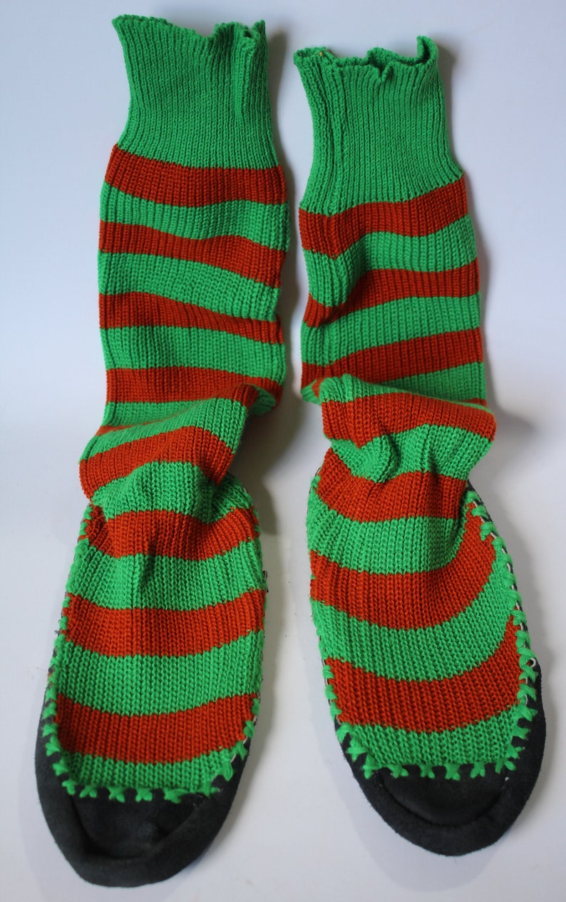 Vintage Kneehigh striped slipperssocks socks Home socks Etsy