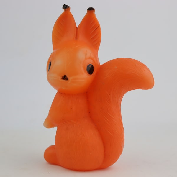 15 cm Soviet plastic squirrel toy, squirrel baby toy, squirrel, vintage squirrel, ussr quality toy for baby, bright positive squirrel