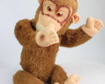 27 Cm Rare Vintage Steiff Monkey Jocko Toy, Animal Lying Vintage