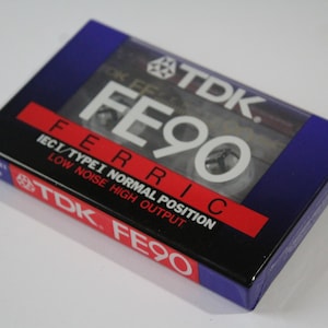 NEW Audio Cassette Tape TDK FE90, Vintage Cassette, Sealed TDK fe 90, Improved Cassette Tapes, Blank Cassette Tapes, Luxembourg,gift idea