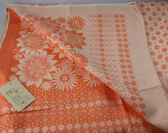 210x140 cm New Vintage Soviet Jacquard Bedspread, Made in 1982 USSR Quality Sign Orange Floral Blanket Tablecloth Tangerine Color Decor