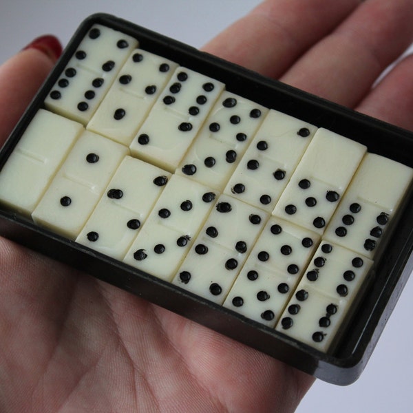 Rare Soviet pocket dominoes. Vintage bakelite dominoes. Antique dominoes. old game. classic game. USSR. Vintage game. old game. board game