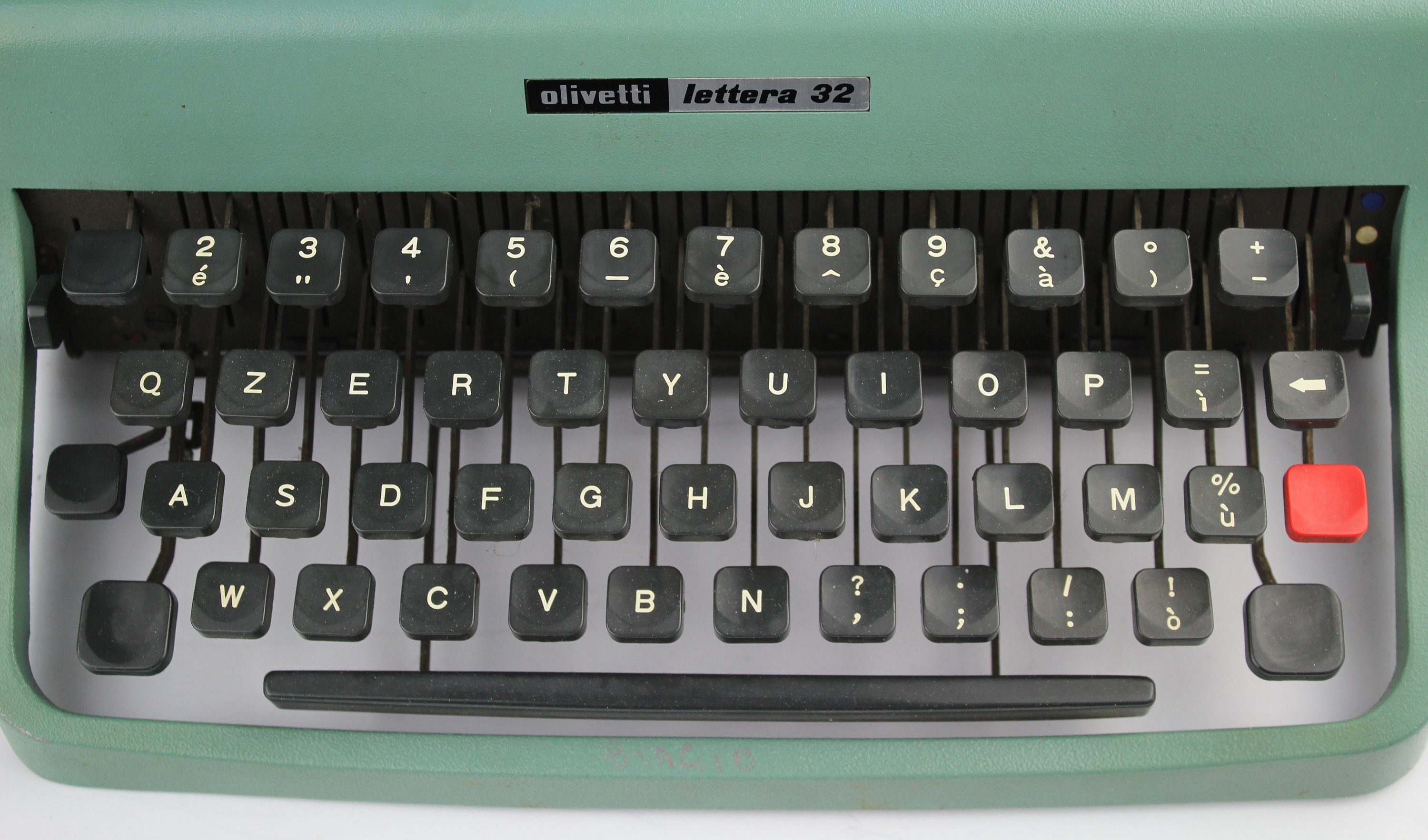 Olivetti Lettera 32 タイプライター グリーン系 ヴィンテージ QZERTY タイプライター olivetti lettera 32、ヴィンテージ