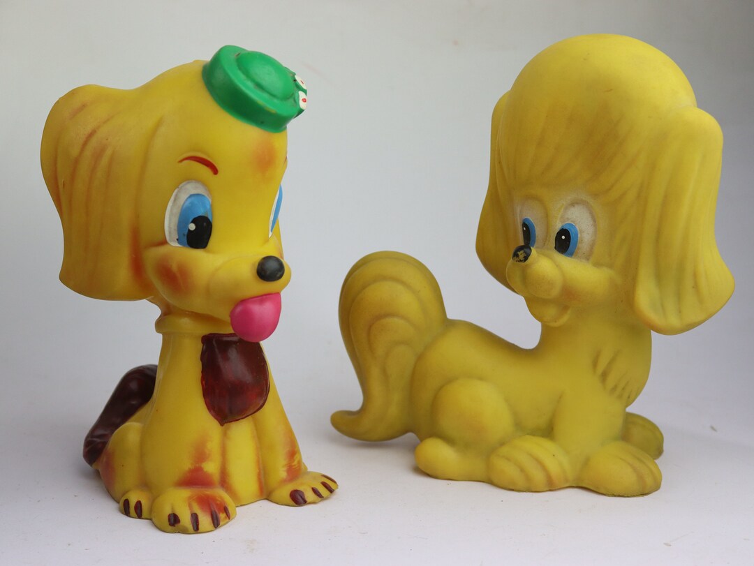 20 Cm Vintage Rubber Cute Pair of Dogs in Love, Soviet Toy, Soviet Doll, Russian Dog, Plastic