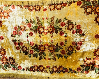 Big elegant plush tablecloth, vintage tablecloth, rustic carpet, Vintage floral Tablecloth,Table cover, Bedspread, velvet cover,Plush carpet