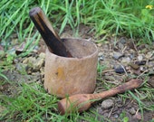 antique wooden mortar, vintage churn, butter whisk, oil mortar, rustic wood butter mixer, rustic agitator, blender,vintage planter.Rustic