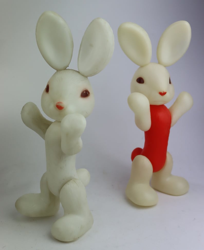 Cute Duet of Soviet Plastic Bunnies, Soviet Vintage Toy, Ussr Doll ...