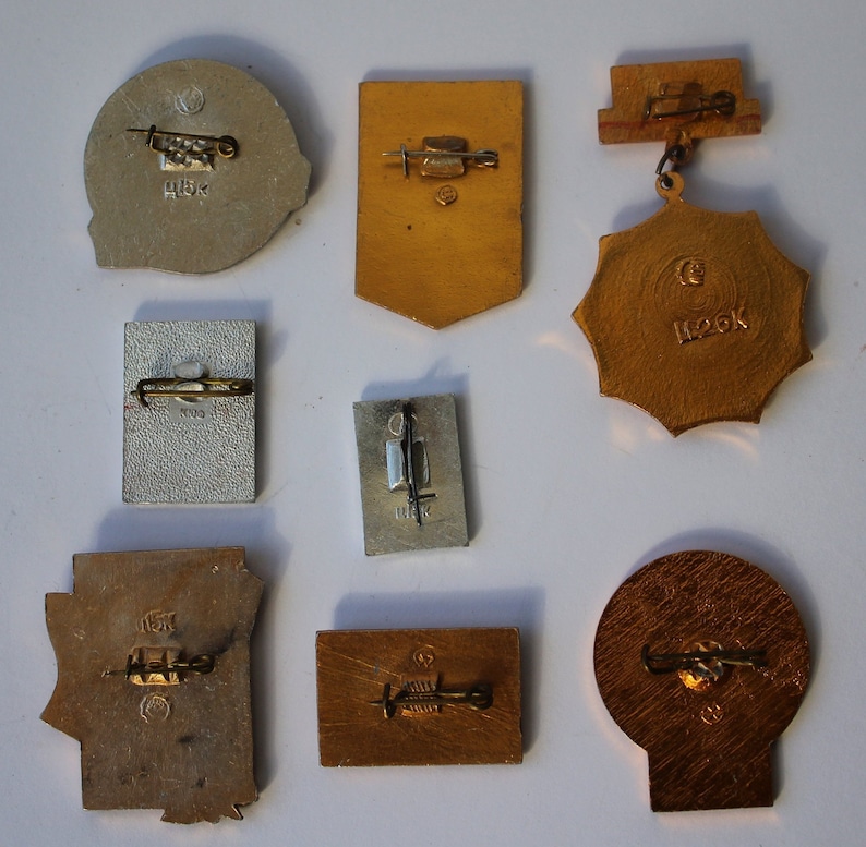 icon Set of 8 soviet badges USSR badge vintage lenin pins soviet badge retro badges antique badge soviet comminist Soviet badges