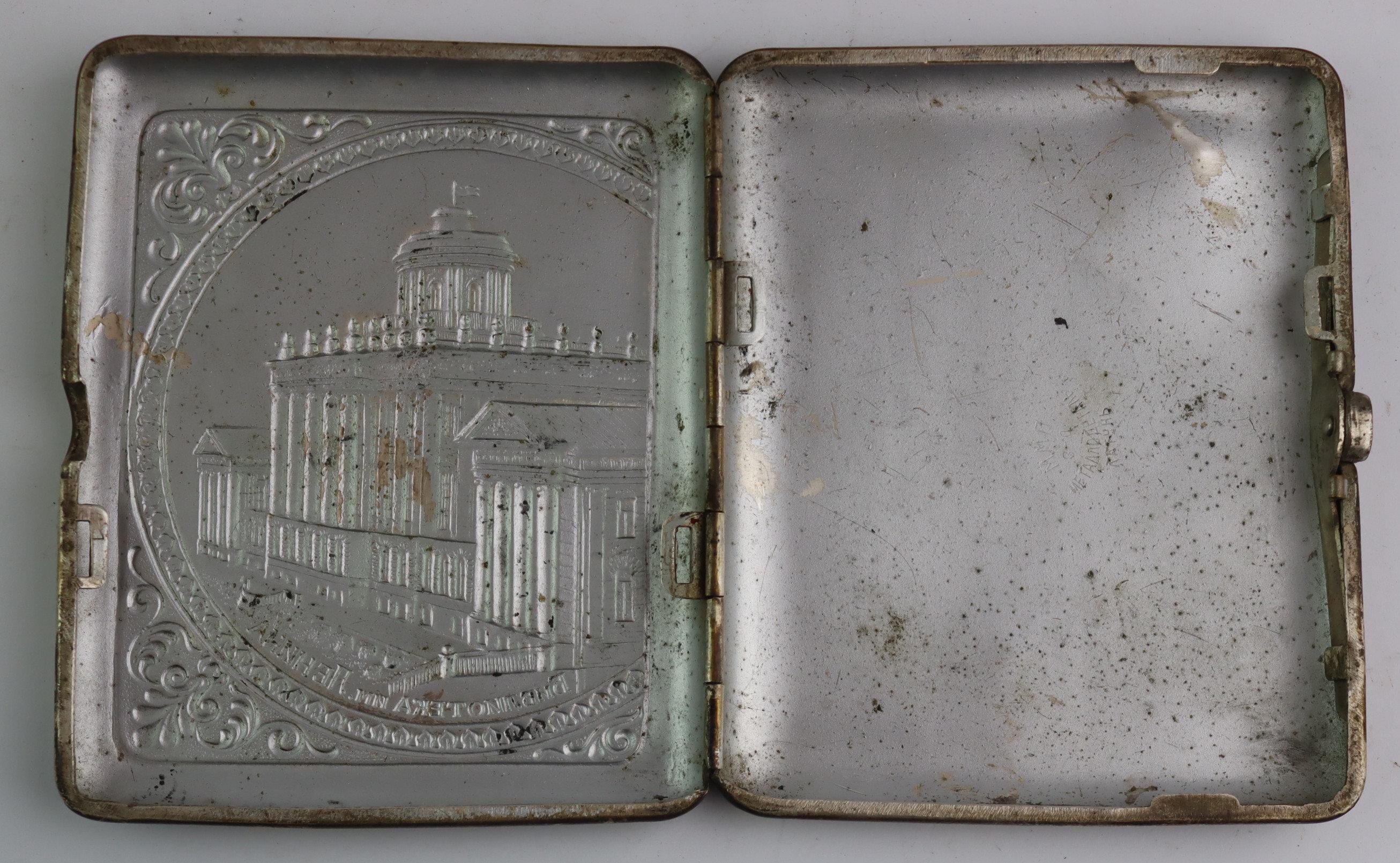 Very Rare Soviet Brass Cigarette Case Lenin Library. Tobacco Box USSR.  Vintage Cigarette Holder. Communist. Christmas Gift. Gift Idea
