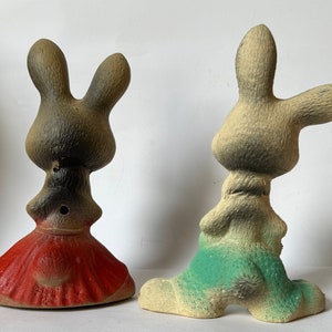 16 cm Linda familia de conejitos vintage, niña, niño, bebé, trío de animales de goma soviéticos, juguete vintage, muñeca ussr, marido y mujer, conejito, juguete ruso imagen 8