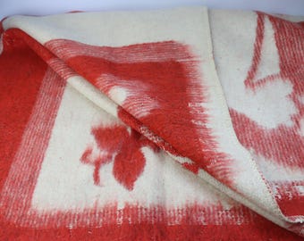 140x95 cm Vintage wool blanket, ussr coverlet, heavy covering lion, retro soviet woolen coverlid, winter wrap, Ukrainian blanket on coat
