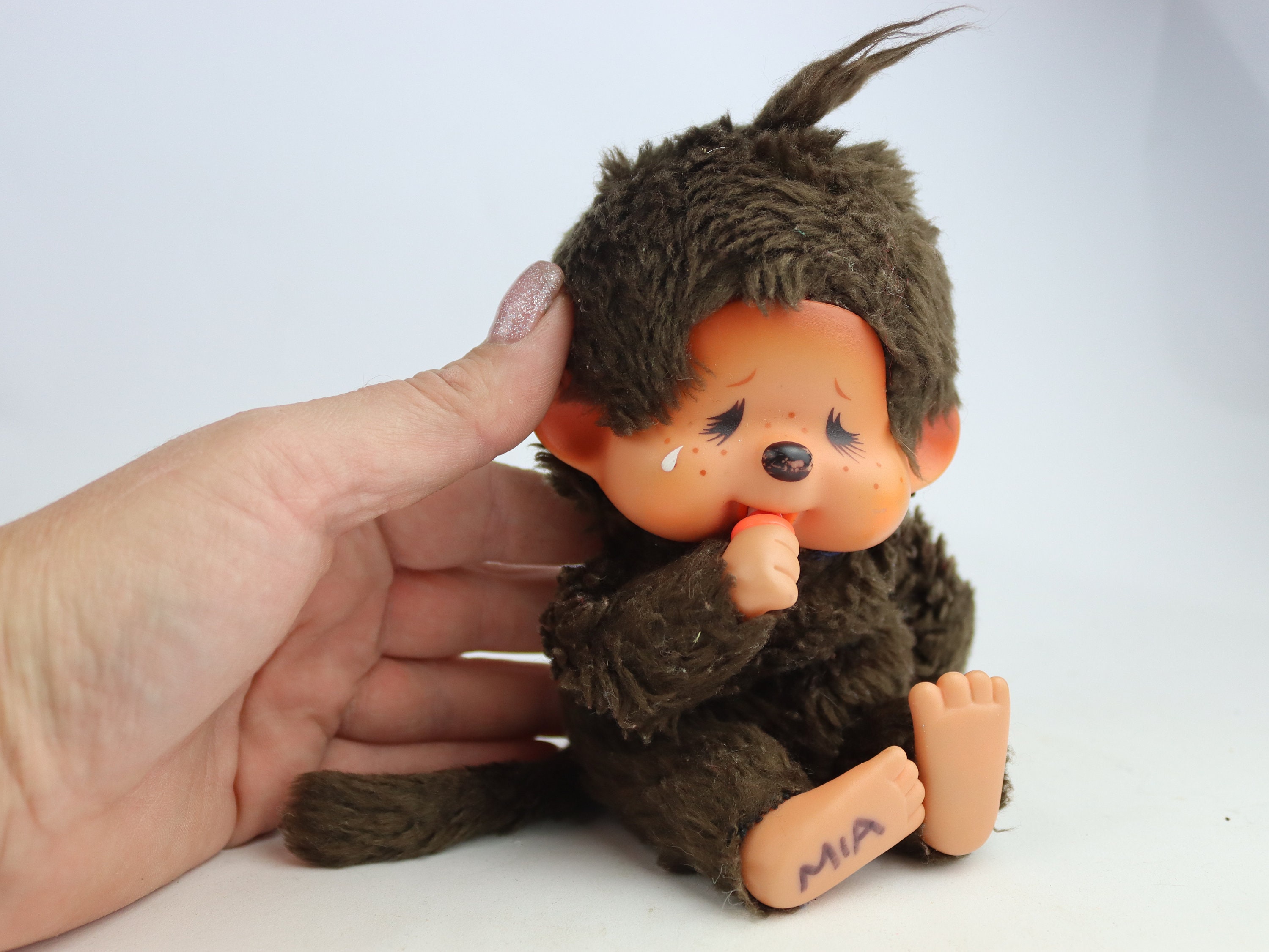 19 Cm Vintage Monkey Crybaby Monchhichi Sekiguchi, Vintage Rubber