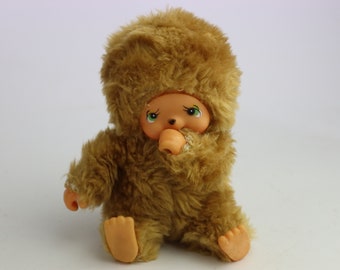 18 cm vintage monkey Monchhichi Sekiguchi, vintage rubber face retro Japan doll monkey, Toy USSR era,japanese toy with nipple