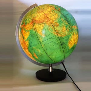 Vintage Globe NightLight JRO Wechselbild, jro wechselbild globus, vintage West-Duitsland, nachtlampje, hame decor, lamp, ruimte, wereldkaart