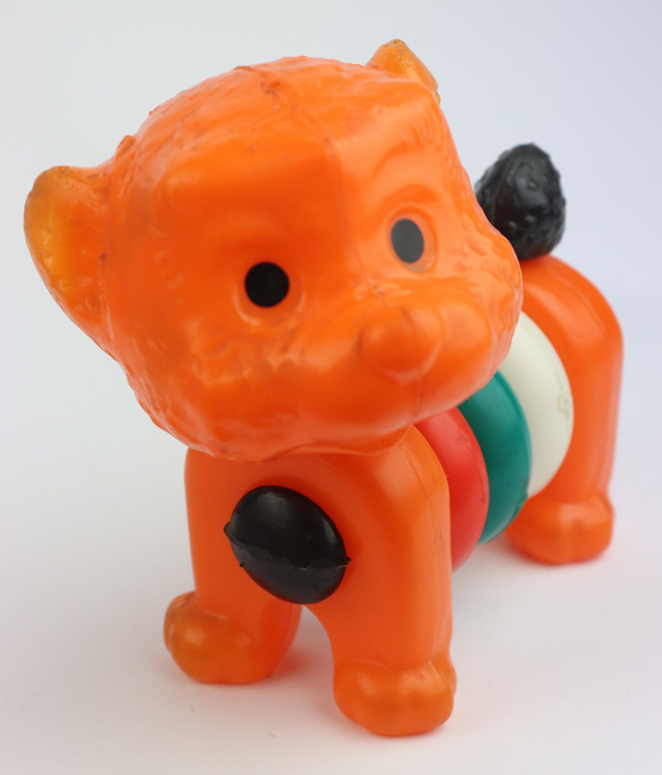 15 cmのかわいいソビエトプラスチック製のおもちゃの犬、ビンテージの