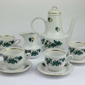 GDR Vintage coffee set for 4 persons, Full Vintage coffee set, Porcelain service, Vintage Porcelain set,cup,  tableware, GDR coffee set
