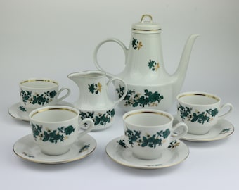 GDR Vintage coffee set for 4 persons, Full Vintage coffee set, Porcelain service, Vintage Porcelain set,cup,  tableware, GDR coffee set