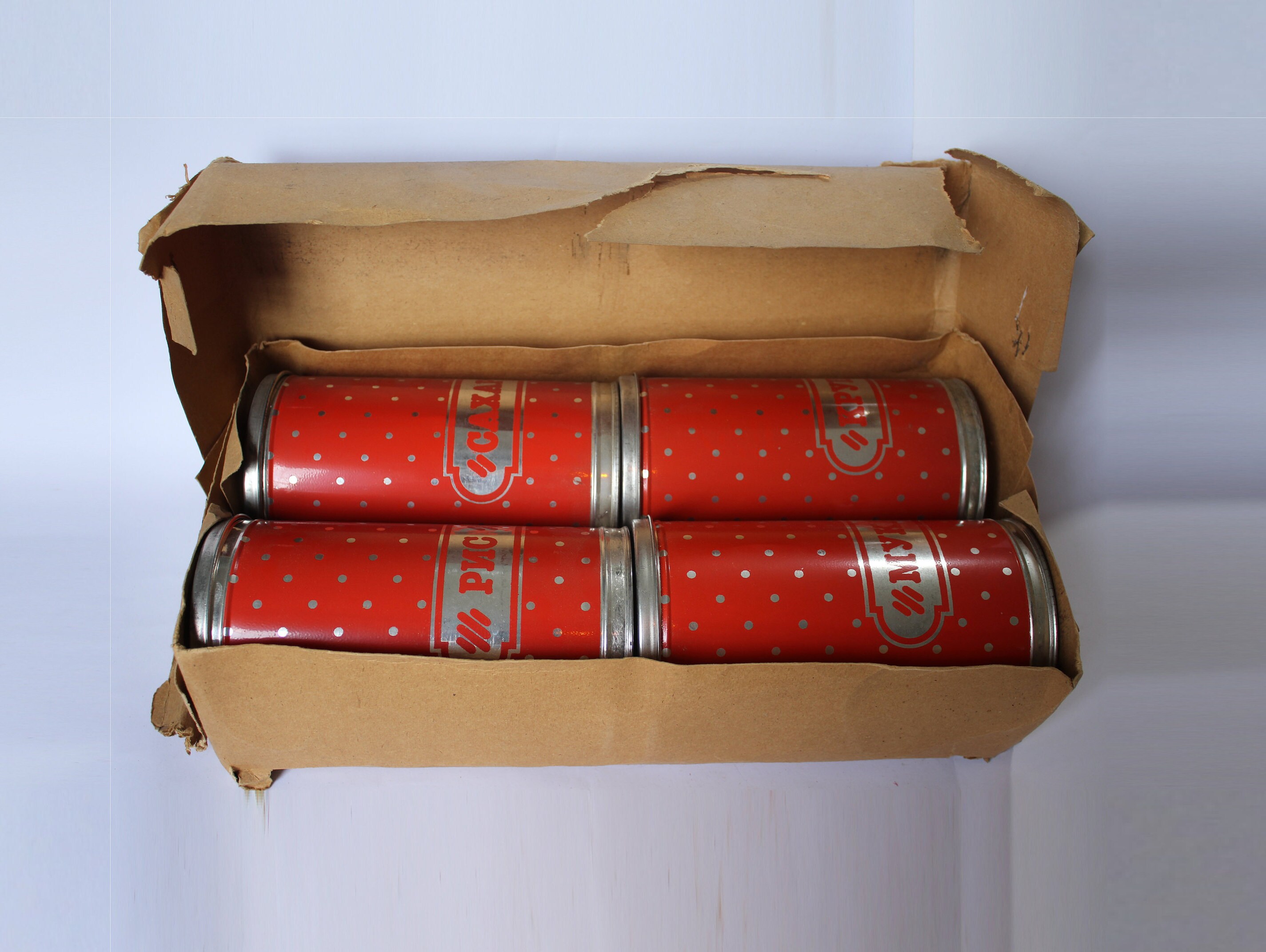 Soviet Tin Boxes Set of 2 New Vintage Soviet Polka Dot Red Tin Boxes for  Kitchen Decor Made in USSR in 1970s 
