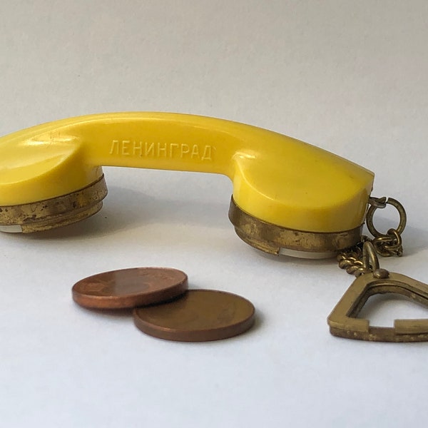Very rare Soviet keychain coin holder phone handset Leningrad, money box, thrift-box,  vintage keychain, coin case, vintage phone, Leningrad
