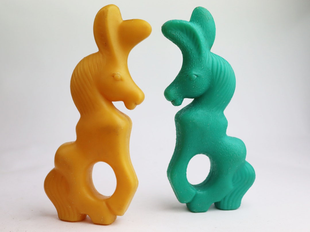 20 Cm so Cute Pair of Soviet Plastic Donkeys, Soviet Toy, Vintage Toy