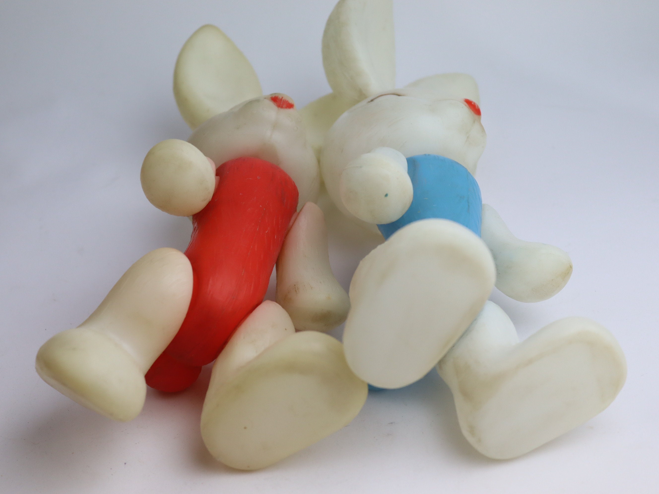 Ww2 Toy Rabbit Cute Duet of Soviet Plastic Bunnies, Soviet Vintage Toy, Ussr Doll ...