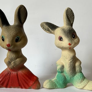 16 cm Linda familia de conejitos vintage, niña, niño, bebé, trío de animales de goma soviéticos, juguete vintage, muñeca ussr, marido y mujer, conejito, juguete ruso imagen 6