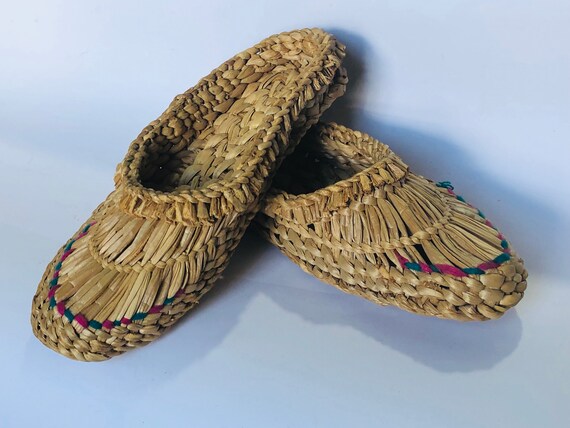 Vintage bast shoes lapti, Vintage russian folk bas