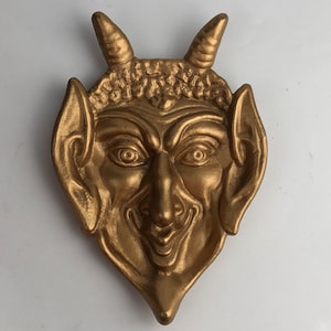 Soviet metal devil face. ashtray devil. figurine devil. Vintage statuette, demon, Satan. Mephistopheles. wall decor devil