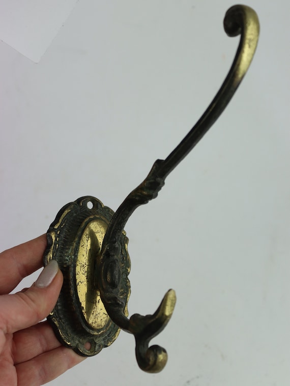Big Soviet Brass Wall Hook. Triple Hook. Soviet Coat Hook. Vintage