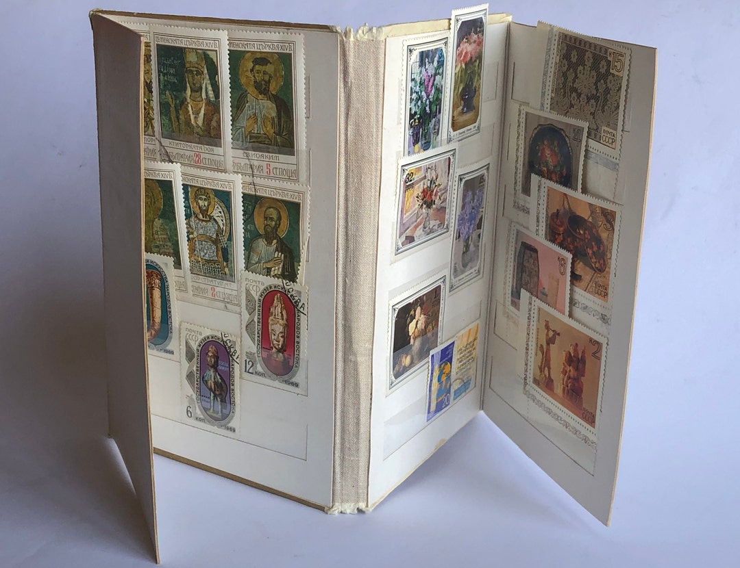 Soviet Postage Stamp Collecting Album , Vintage Stamp Book, Small