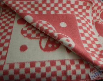 NEW 140x100 cm Vintage wool cotton blanket, ussr coverlet,soviet heavy covering,woolen coverlid,winter wrap, checkered plaid, pet blanket