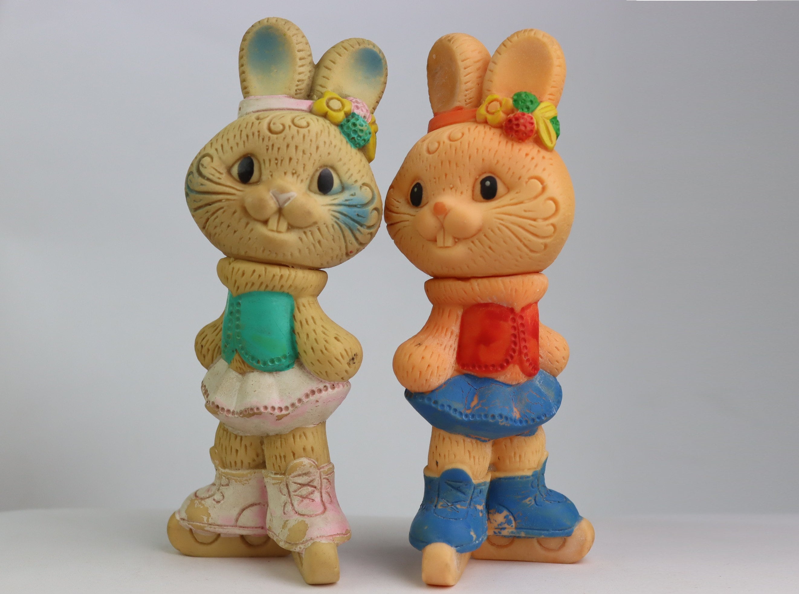 18 Cm Pair of Soviet Rubber Toy Figure Skater Bunnies. Hare Skaters ...