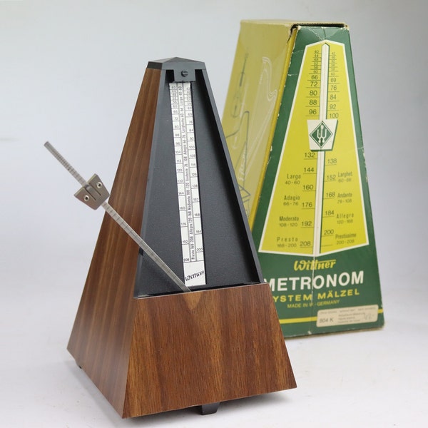 New Vintage metronome Wittner GDR, DDR metronome, Wooden mechanical wind-up metronome, chime Musician tool , Metronome GDR,gift idea