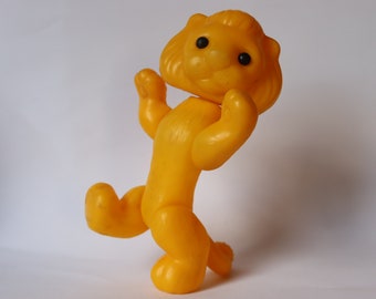 21 cm cute bright soviet plastic lion, stomper lev, soviet toy, vintage toy, lew, ussr doll, yellow cat, russia toy, lion boniface