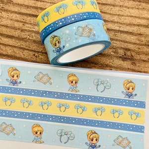 Disney Princess Washi Tape Sample, Masking Tape, Birthday Party Favours,  Ariel, Cinderella, Belle, Rapunzel, Disney Washi Tape 