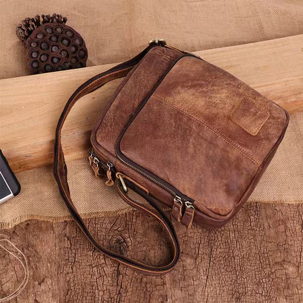 Personalized shoulder bag / Gift for him / Leather crossbody bag for men / Leather shoulder bag / Mens purse /Messenger Bag / Everyday carry