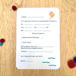 Personalised Children Birthday Party Invitation Card, Blue Whale Birthday Invitation, Invitation Card to Fill Out, Boys or Girls, 8 Cards image 3