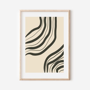 River Lines Print, Lines Art Poster, Boho & Minimalistic Wall Deco image 1