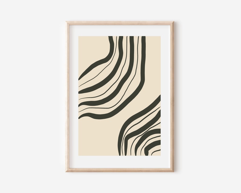 River Lines Print, Lines Art Poster, Boho & Minimalistic Wall Deco imagem 1