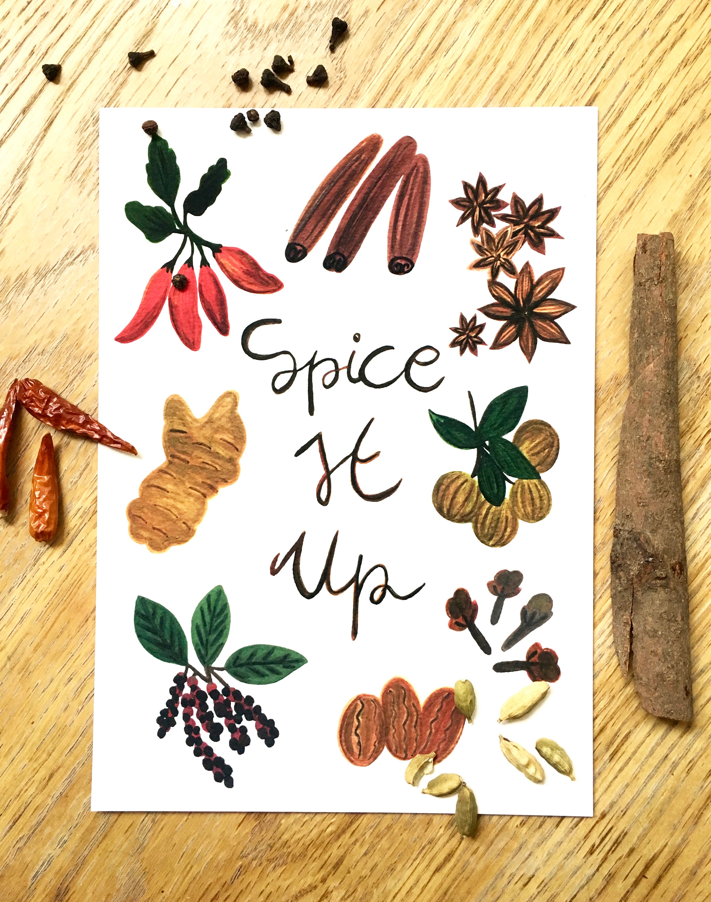 Spices Art Print A5/A4 spice It Up Kitchen Wall Etsy