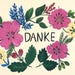 Thank You Card German, Greeting Card, Grusskarte, Dankeskarte, Floral ...