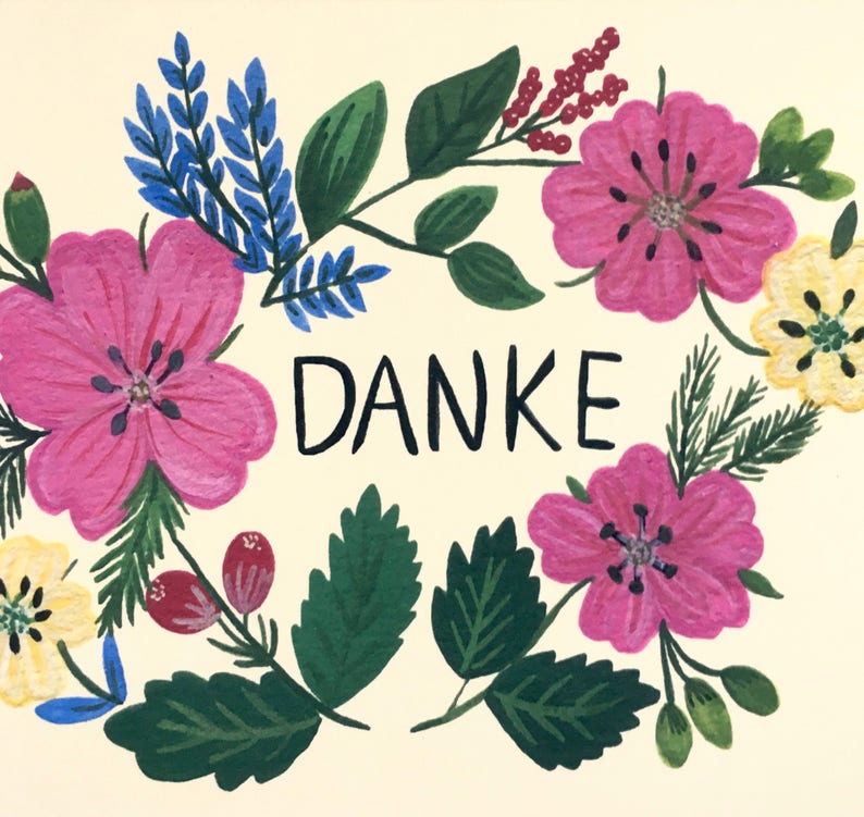 Thank You Card German Greeting Card Grusskarte Dankeskarte Etsy