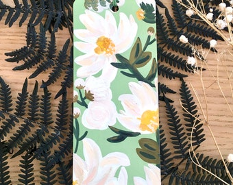 Hand-Painted Floral Bookmark: Original Gouache Peonies Art