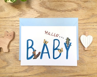 Birth Card Baby Boy, Congratulation for Baby Boy, New Born Card